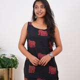Black elephant cotton tunic
