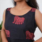 Black elephant cotton tunic