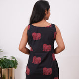 Black elephant cotton tunic