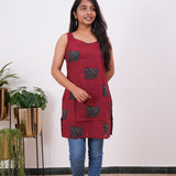 Maroon elephant cotton tunic
