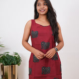 Maroon elephant cotton tunic