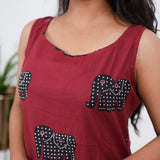 Maroon elephant cotton tunic