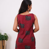 Maroon elephant cotton tunic