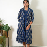 Indigo overcoat cotton midi dress