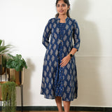 Indigo overcoat cotton midi dress