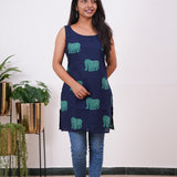 Royal blue elephant cotton tunic