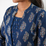 Indigo overcoat cotton midi dress