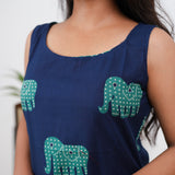 Royal blue elephant cotton tunic