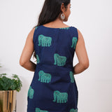 Royal blue elephant cotton tunic