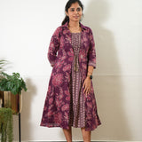 Wine overcoat cotton midi dress