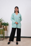 Sky blue peplum cotton short kurti