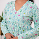 Sky blue peplum cotton short kurti