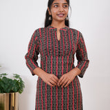 Red stripes cotton short kurti