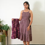 Wine overcoat cotton midi dress