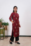 Red and black pintex cotton kurti