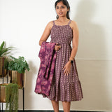 Wine overcoat cotton midi dress