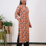 Peach Pintex cotton kurti