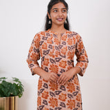 Peach Pintex cotton kurti