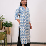 Blue pintex cotton kurti