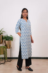 Blue pintex cotton kurti