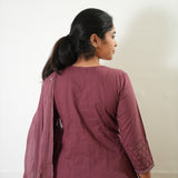 Mauve suit set with hand painted dupatta