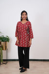 Maroon angrakha cotton short Kurti