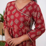 Maroon angrakha cotton short Kurti