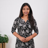 Black and white cotton short kurti