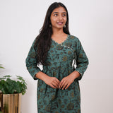 Forest green angrakha cotton short kurti