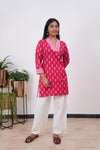 Strawberry v neck cotton short kurti