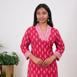Strawberry v neck cotton short kurti