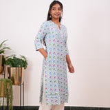 Light blue pintex cotton kurti