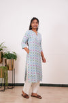 Light blue pintex cotton kurti