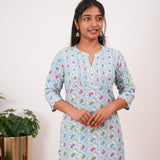 Light blue pintex cotton kurti