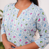 Light blue pintex cotton kurti