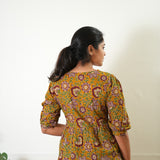 Turmeric balloon sleeved cotton midi dress