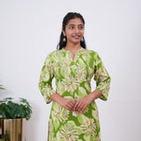 Lime green mandarin cotton kurti