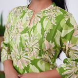 Lime green mandarin cotton kurti
