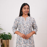 White and blue pintex cotton kurti