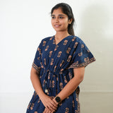 Midnight blue floral maternity nursing kaftan
