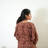 Deep maroon cotton hand block kaftan