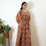 Deep red cotton hand block kaftan