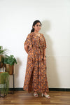 Deep red cotton hand block kaftan