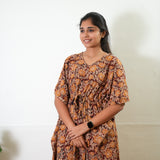 Deep red cotton hand block kaftan