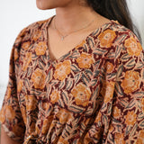 Deep red cotton hand block kaftan