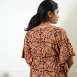 Deep red cotton hand block kaftan