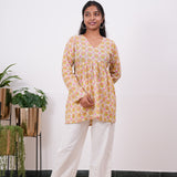 Lime green peplum cotton short kurti