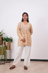 Lime green peplum cotton short kurti