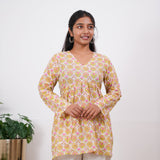Lime green peplum cotton short kurti