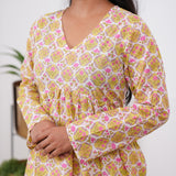 Lime green peplum cotton short kurti